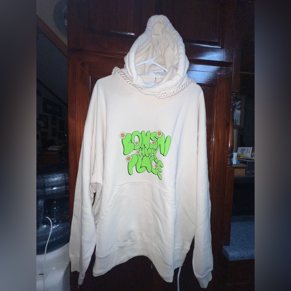 Unisex size XL Bonsai ivory thick draw string hoodie - Picture 2 of 3